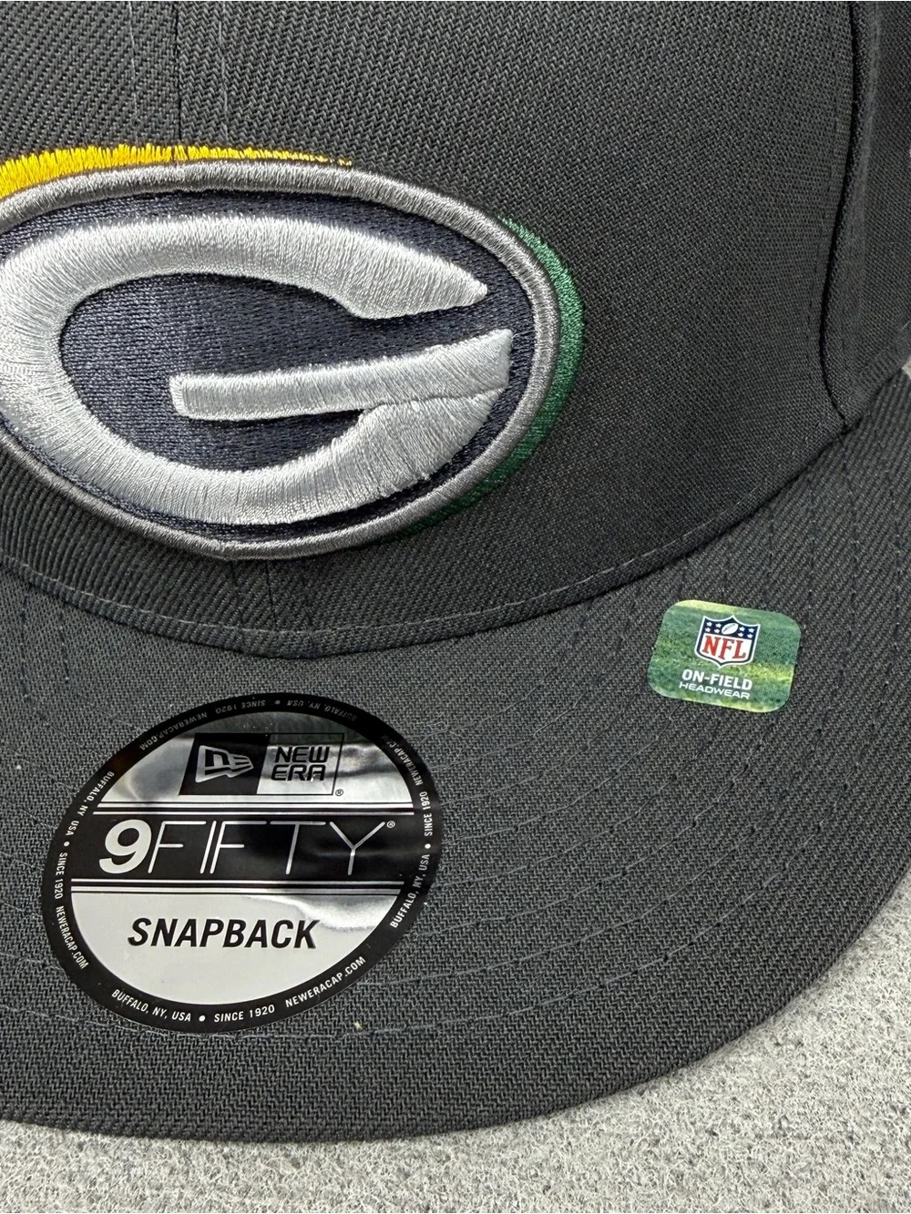 New Era Green Bay Packers Hat 9 Fifty Draft Snapback Gray Side Patch A-Frame Cap